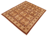 handmade Transitional Kafkaz Brown Tan Hand Knotted RECTANGLE 100% WOOL area rug 8 x 10