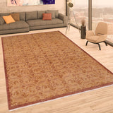 handmade Transitional Kafkaz Beige Brown Hand Knotted RECTANGLE 100% WOOL area rug 8 x 10