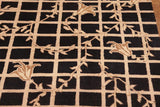 handmade Transitional Kafkaz Black Lt. Brown Hand Knotted RECTANGLE WOOL&SILK area rug 8 x 10