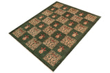 handmade Transitional Kafkaz Green Gold Hand Knotted RECTANGLE 100% WOOL area rug 8 x 10