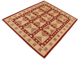 handmade Transitional Kafkaz Red Tan Hand Knotted RECTANGLE 100% WOOL area rug 8 x 10