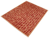 handmade Transitional Kafkaz Red Brown Hand Knotted RECTANGLE 100% WOOL area rug 8 x 10