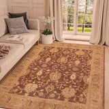 handmade Transitional Lahore Brown Tan Hand Knotted RECTANGLE 100% WOOL area rug 8 x 10