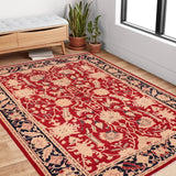 handmade Transitional Kafkaz Red Blue Hand Knotted RECTANGLE 100% WOOL area rug 6 x 9