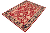 handmade Transitional Kafkaz Red Blue Hand Knotted RECTANGLE 100% WOOL area rug 6 x 9