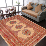 handmade Traditional Kafkaz Beige Rust Hand Knotted RECTANGLE 100% WOOL area rug 6  x 8 