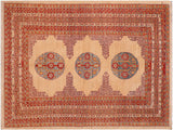 handmade Traditional Kafkaz Beige Rust Hand Knotted RECTANGLE 100% WOOL area rug 6  x 8 