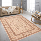 handmade Transitional Kafkaz Beige Brown Hand Knotted RECTANGLE 100% WOOL area rug 6 x 9