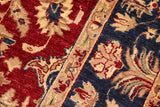 handmade Transitional Kafkaz Red Blue Hand Knotted RECTANGLE 100% WOOL area rug 6 x 9