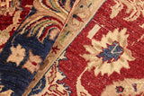 handmade Transitional Kafkaz Red Blue Hand Knotted RECTANGLE 100% WOOL area rug 6 x 9