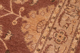 handmade Transitional Lahore Brown Tan Hand Knotted RECTANGLE 100% WOOL area rug 6 x 9