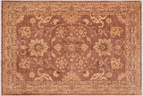 handmade Transitional Lahore Brown Tan Hand Knotted RECTANGLE 100% WOOL area rug 6 x 9