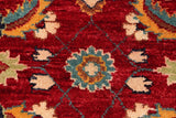 handmade Transitional Kafkaz Red Blue Hand Knotted RECTANGLE 100% WOOL area rug 6 x 9