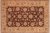 handmade Transitional Kafkaz Brown Tan Hand Knotted RECTANGLE 100% WOOL area rug 6 x 9