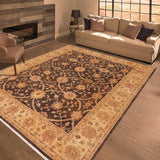 handmade Transitional Kafkaz Brown Beige Hand Knotted RECTANGLE 100% WOOL area rug 8 x 10