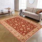 handmade Transitional Kafkaz Rust Tan Hand Knotted RECTANGLE 100% WOOL area rug 6 x 9