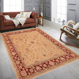 handmade Transitional Kafkaz Lt. Tan Rust Hand Knotted RECTANGLE 100% WOOL area rug 8 x 10