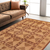 handmade Transitional Kafkaz Brown Tan Hand Knotted RECTANGLE 100% WOOL area rug 8 x 10