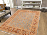 handmade Transitional Kafkaz Lt. Blue Lt. Brown Hand Knotted RECTANGLE 100% WOOL area rug 8 x 10