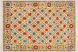 Oriental Modern Suzani Elodia Beige/Blue Wool Rug - 9'6