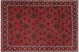 handmade Traditional Antique Red Black Hand Knotted RECTANGLE 100% Wool Pile area rug 6x10