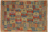 Tribal Turkish Kilim Marlon Hand-Woven Wool Rug - 5'0'' x 6'6''