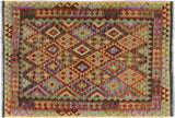 Bohemian Turkish Kilim Eldon Hand-Woven Wool Rug - 4'10'' x 6'3''