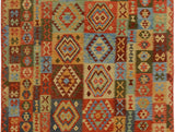 Flat Weave Kilim, Antique, Navaho, Vintage, Handmade, Geometric Kilim Gray Rust Hand-Woven Rectangle 100% Wool Area Rug 7 x 10