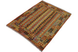 Flat Weave Kilim, Antique, Navaho, Vintage, Handmade, Geometric Kilim Rust Blue Hand-Woven Rectangle 100% Wool Area Rug 5 x 6