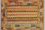 Tribal Turkish Kilim Brain Hand-Woven Wool Rug - 4'10'' x 6'5''