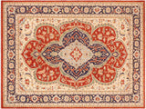 Bohemian Ziegler Roselle Rust Beige Wool Rug - 10'1