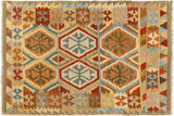 Southwestern Turkish Kilim Fyodor Hand-Woven Wool Rug - 4'1'' x 5'9''