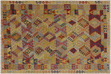 Rustic Turkish Kilim Leira Hand-Woven Wool Rug - 6'10'' x 9'9''