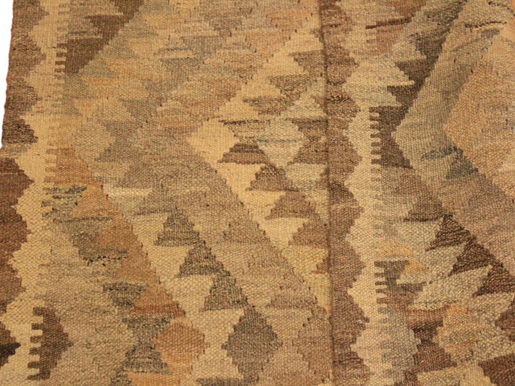 handmade Geometric Kilim Gray Brown Hand-Woven RECTANGLE 100% WOOL area rug 3x4