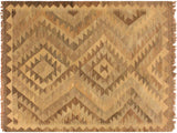 Abstract Turkish Kilim Vespera Gray/Brown Wool Rug - 2'9'' x 4'0''