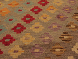 handmade Geometric Kilim Gray Red Hand-Woven RECTANGLE 100% WOOL area rug 5x7