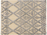 handmade Modern Moroccan Hi Ivory Blue Hand Knotted RECTANGLE 100% WOOL area rug 5x7
