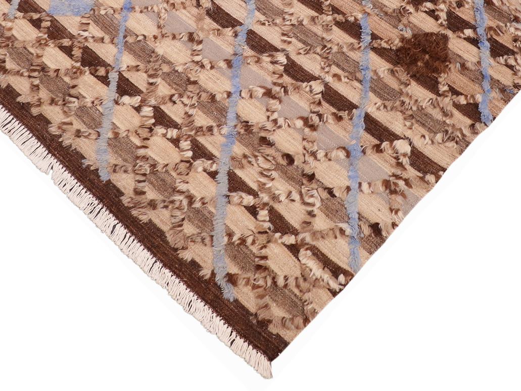 handmade Modern Moroccan Hi Tan Brown Hand Knotted RECTANGLE 100% WOOL area rug 6x9