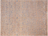 handmade Modern Ellie Blue Beige Hand Knotted RECTANGLE WOOL&SILK area rug 8x10