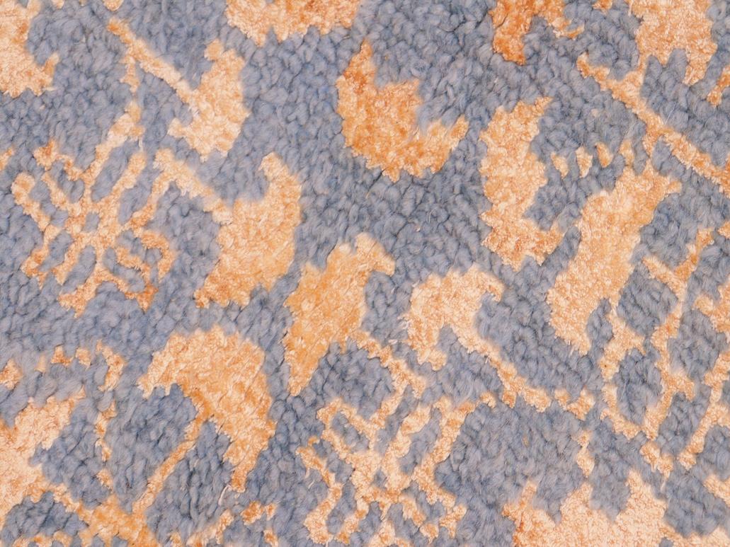 handmade Modern Ellie Blue Beige Hand Knotted RECTANGLE WOOL&SILK area rug 8x10