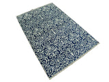 handmade Modern Cryena Blue Ivory Hand Knotted RECTANGLE WOOL&SILK area rug 4x6