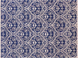 Abstract Nabila Blue/Ivory Wool&Silk Rug - 6'0'' x 9'1''