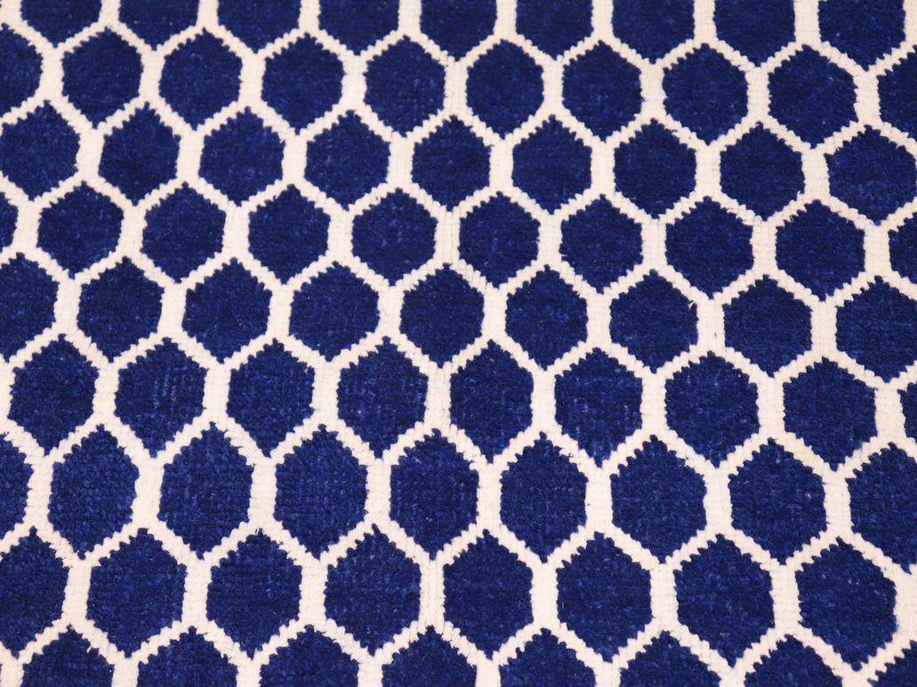 handmade Modern Modern Blue Ivory Hand Knotted RECTANGLE WOOL&SILK area rug 6x9