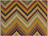 Tribal Turkish Kilim Gita Gray/Beige Wool Rug - 5'2'' x 6'8''