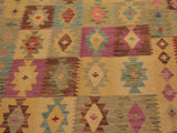 handmade Geometric Kilim Gray Purple Hand-Woven RECTANGLE 100% WOOL area rug 5x7