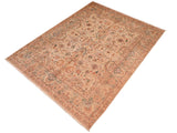 handmade Traditional Lahore Tan Green Hand Knotted RECTANGLE 100% WOOL area rug 8x10