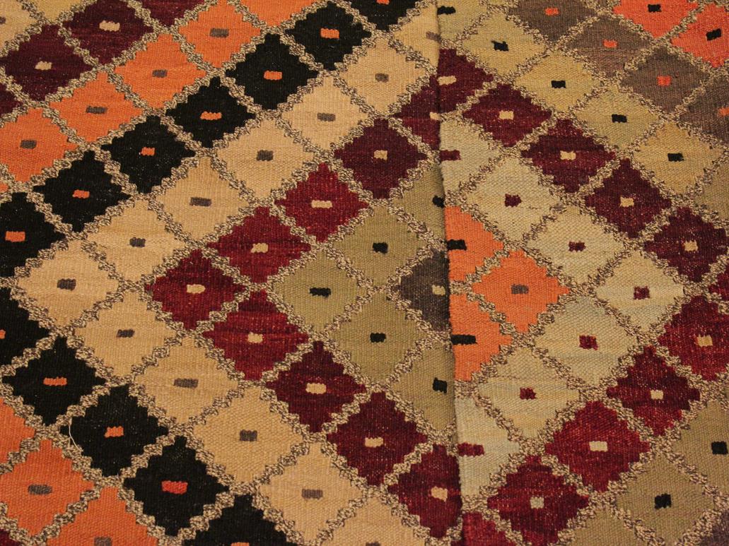 handmade Geometric Kilim Tan Beige Hand-Woven RECTANGLE 100% WOOL area rug 5x7