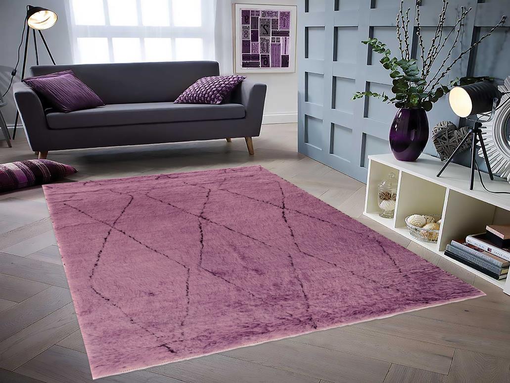 handmade Modern Moroccan Purple Black Hand Knotted RECTANGLE 100% WOOL area rug 8x11
