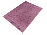 handmade Modern Moroccan Purple Black Hand Knotted RECTANGLE 100% WOOL area rug 8x11