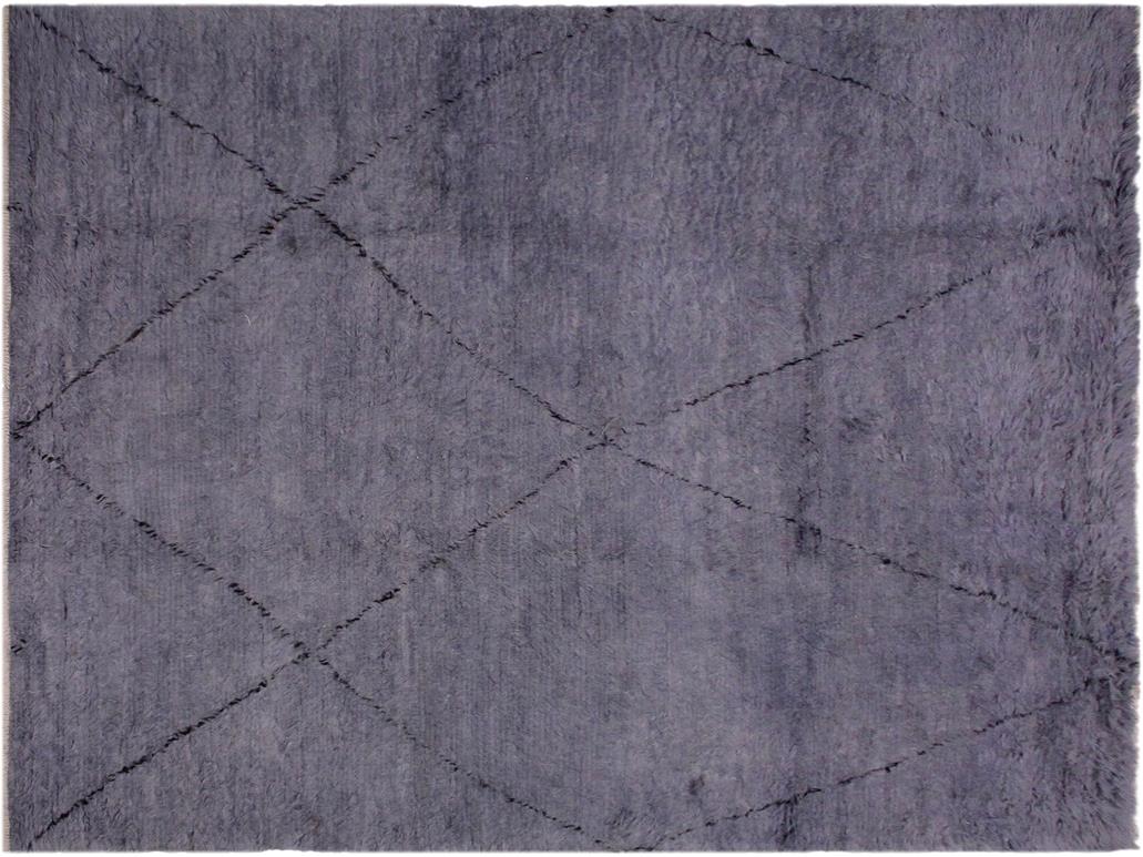 handmade Modern Moroccan Gray Black Hand Knotted RECTANGLE 100% WOOL area rug 8x11